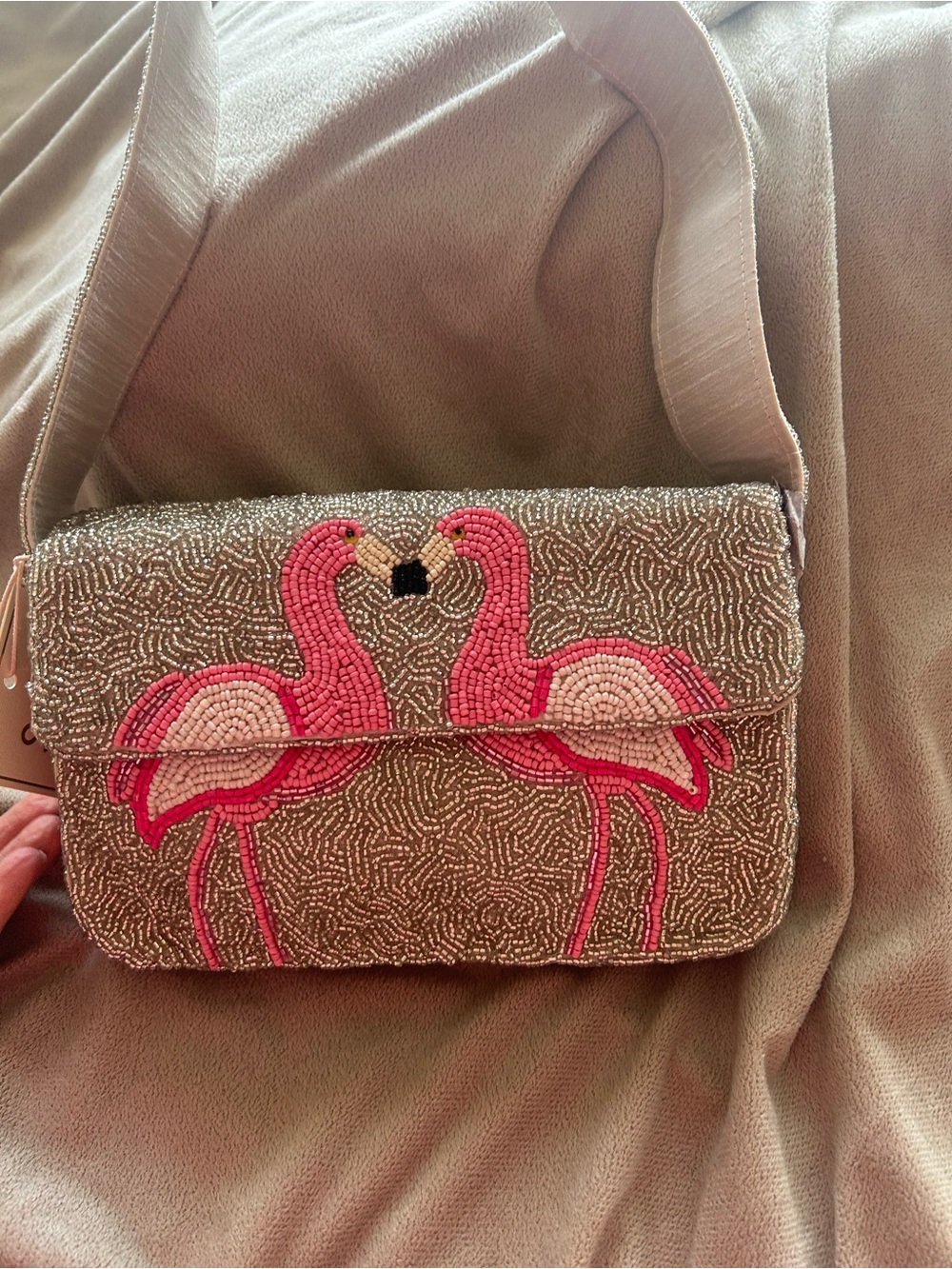 NWT SOL and MER flamingo 🦩 beaded handbag! - Picture 12 of 16